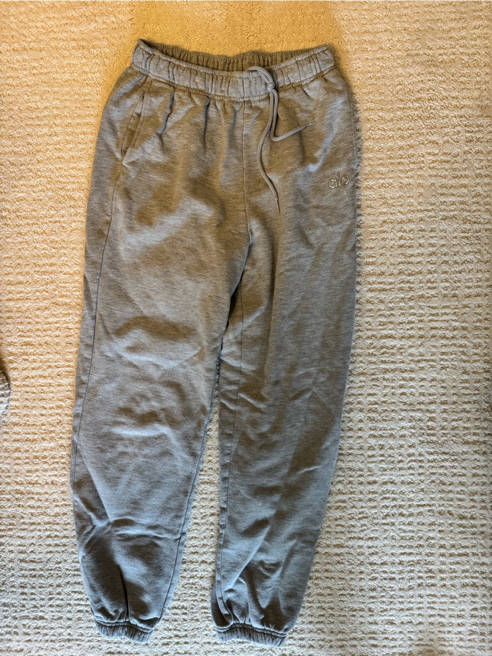 ALO Yoga Kids Light Gray Elastic-Waist Joggers